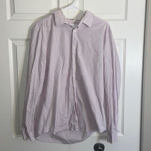 Men’s Calvin Klein Size Large Long Sleeve Red and White Striped Button Down